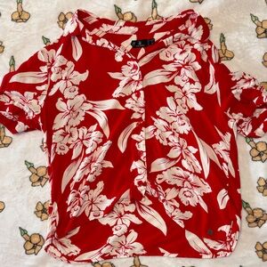 Volcom Red Floral Blouse